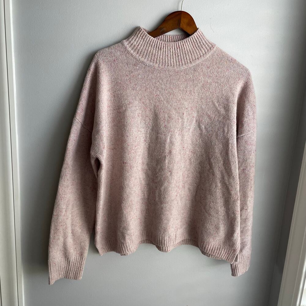 Whistles Lambswool Blush Pink Mock Neck Sweater Jumper Speckled Confetti sz M